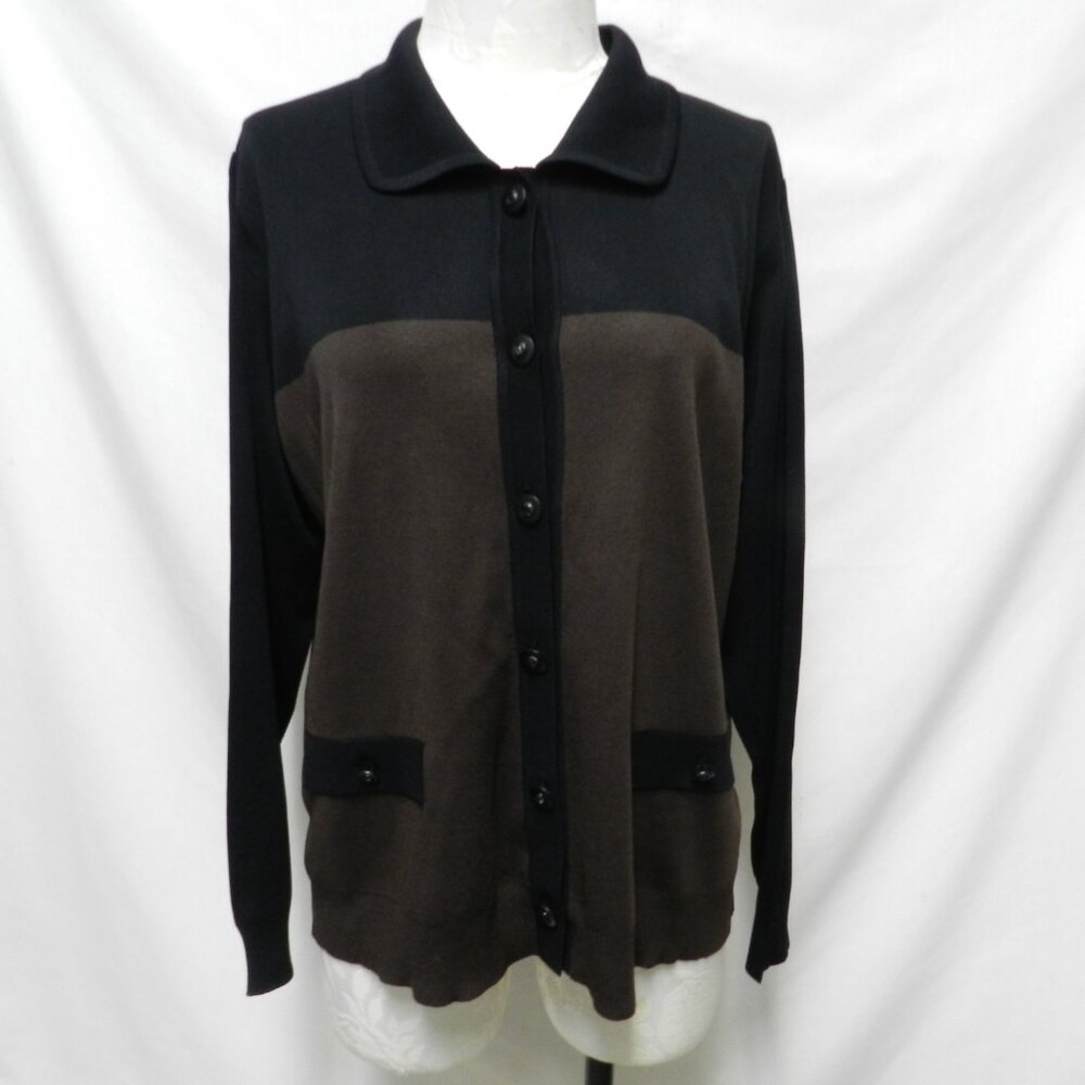 Misook Exclusively Knit Color-block button down top blouse Size Sz X-Large XL